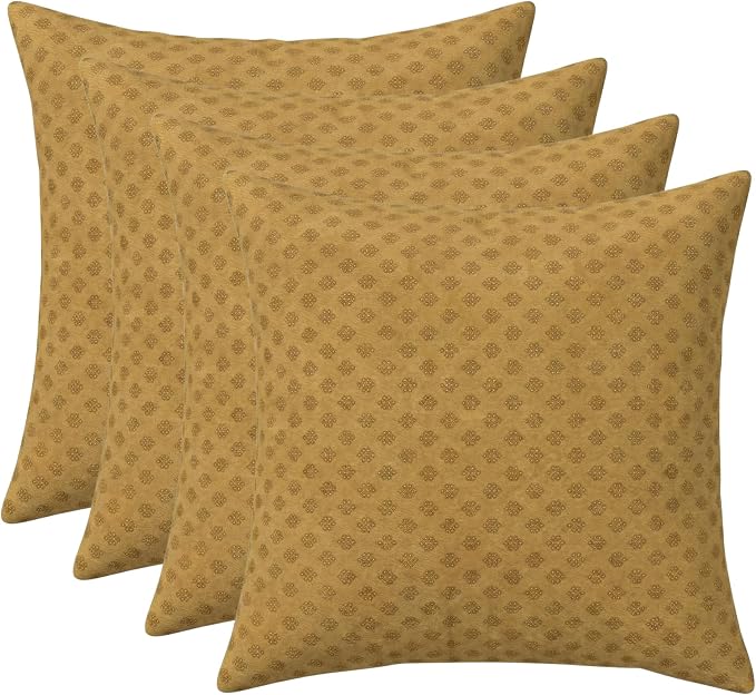 RSH DECOR Square Throw Pillows Set of 4, 24" x 24", Outdoor Pillows Waterproof, Outdoor Pillow Covers, Pillow Covers for Couch, Trinket Teak, Made in USA