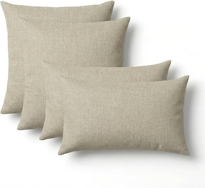 RSH DECOR: Sunbrella Lumbar & Square Pillows Set of 4 | 20" x 12" & 17" x 17" | Water and Fade-Resistant Performance Fabric | Outdoor Throw Pillows | Made in USA (Spectrum Dove)