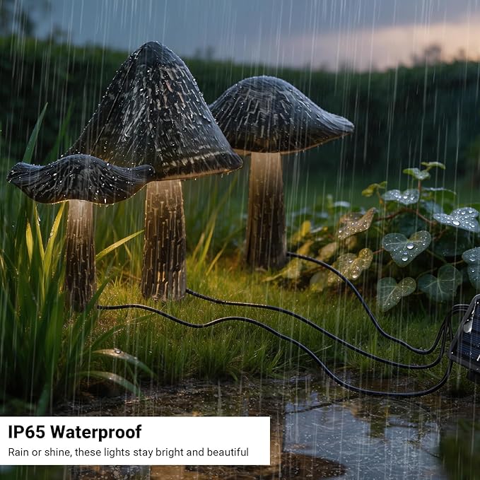 Solar Lights Outdoor Decor, Solar Metal Mushroom Yard Decorations Outdoor | IP65 Waterproof Garden Decor, Gifts for Women Mom, for Yard Patio Lawn Pathway Landscape