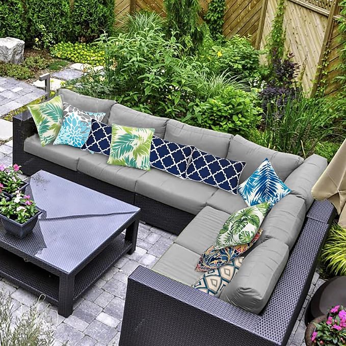 JMGBird Navy Blue Throw Pillows Waterproof Outdoor Pillows for Patio Furniture