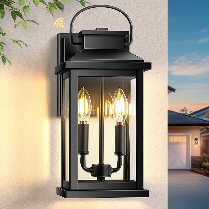 VIANIS Large Dusk to Dawn Outdoor Light Fixture, Outside Lights for House | Automatic On and Off, Anti-Rust Exterior Porch Lights Wall Mount Sconce, Waterproof Outdoor Garage Lighting Lantern for Patio
