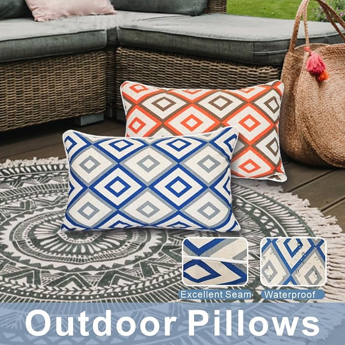 JMGBird Outdoor Throw Pillows Waterproof Outdoor Pillows with Inserts | 12x20 Pillow Insert Outdoor Lumbar Pillows Weather Resistant Throw Pillow for Patio Furniture