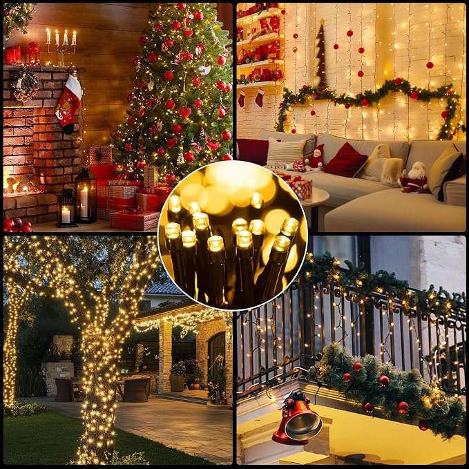 Extra Long 264Ft 800 LED Christmas Lights with Timer, Green Wire Fairy Starry String Lights Plug in, 8 Modes and Memory, forIndoor Outdoor Xmas Tree Wedding Party Decoration,Warm White