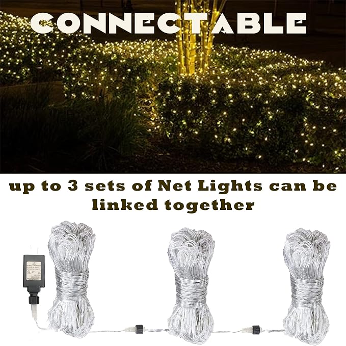 LED Net Lights, 270L 10×10 FT Outdoor Mesh Lights for patio, Pergolas