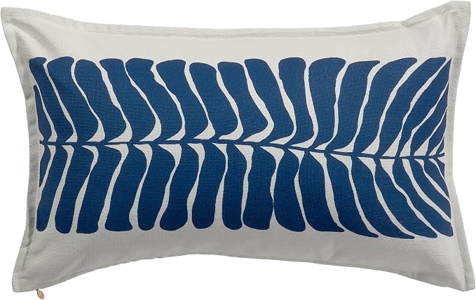 Fab Habitat Indoor/Outdoor Lumbar Pillow Made from Recycled Polyester Yarn - Double Sided, Stain Resistant, Machine Washable - Tropical - Patio, Deck, Porch, Living Room - Hilo - Blue - (14" x 24")