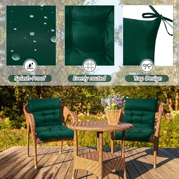 Sintuff 2 Pcs 44 x 21 x 4 Outdoor Chair Cushion Patio Chair Cushions Seat/Back Tufted Pillow with Ties Water Resistant Replacement Indoor Patio Furniture Outdoor Furniture (Solid Color,Teal)
