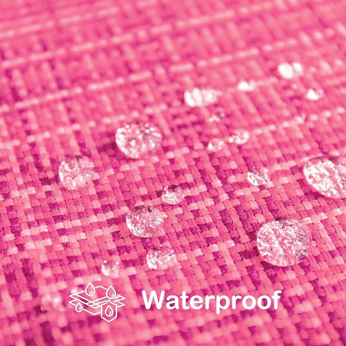 Kevin Textile Outdoor Waterproof 14"x24" Pillow Covers 2 Pack, Hot Pink | Water Resistant, Faux Linen Yarn-dyed, Woven Texture Throw Pillow Covers for Tent Patio Garden Couch Sofa