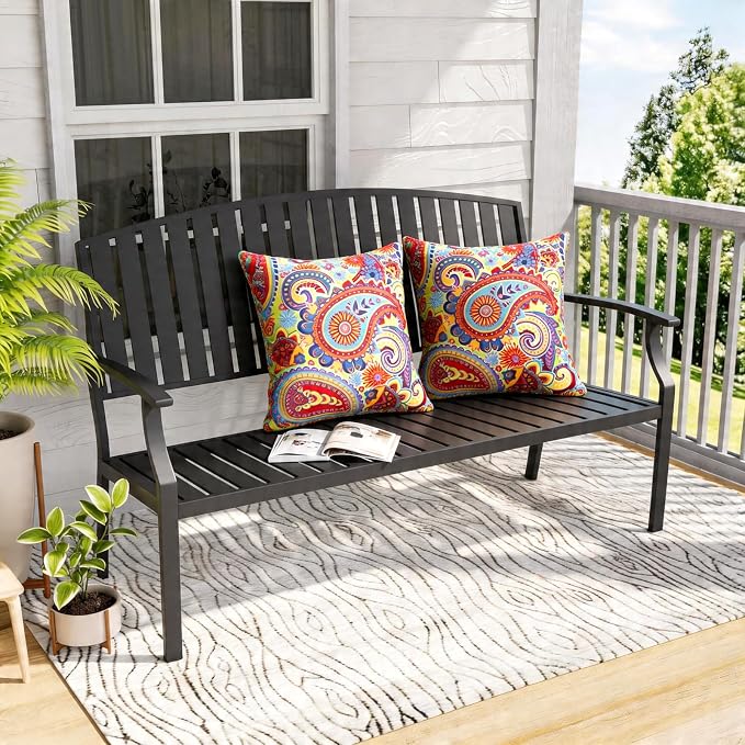 2 Pack Waterproof Outdoor Pillows, 18x18 Outdoor Throw Pillows | Patio Furniture Pillows, Fluffy Decorative Pillows, Waterproof &Fade Resistant, Removable & Washable, Paisley Colorful