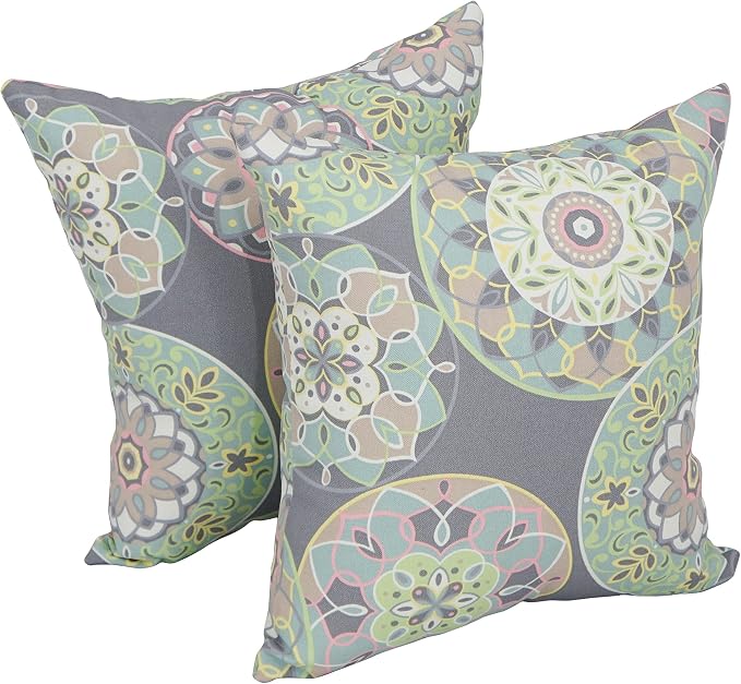 Blazing Needles Outdoor Geometric Throw Pillow, 17", Cera Sterling 2 Count