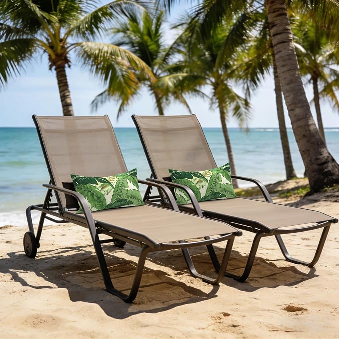 LVTXIII Outdoor Pillow Covers 12x20 Inch Fade Resistant Patio Lumbar Pillow Covers, All Weather Throw Cushion Cases for Sofa Couch Decoration, Swaying Palms Green