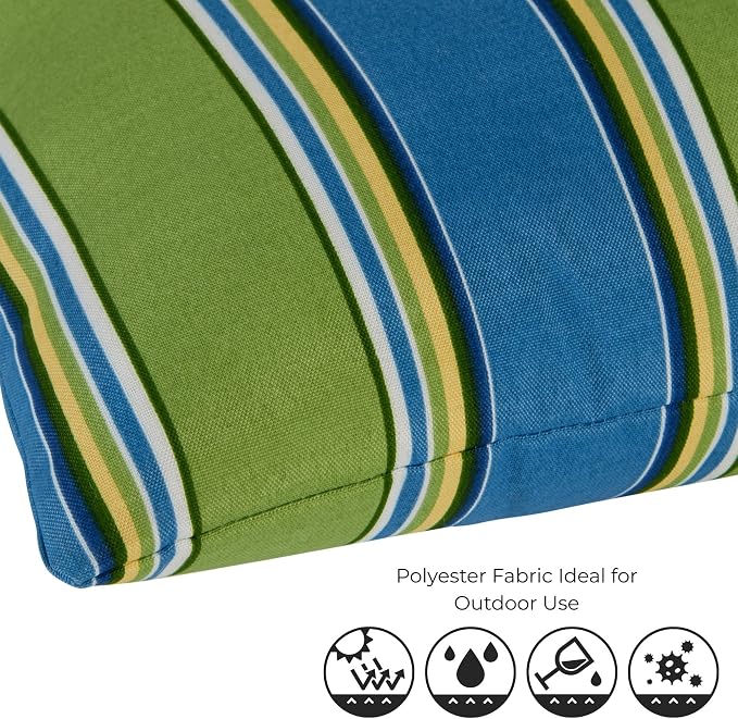 Set of 2 Outdoor Throw Pillows 19 x 12 Inch – Reversible Rectangle Patio Accent Pillows – Weather-Resistant Polyester Fabric – Eco-Friendly Recycled Polyfiber Fill – Cayman Stripe