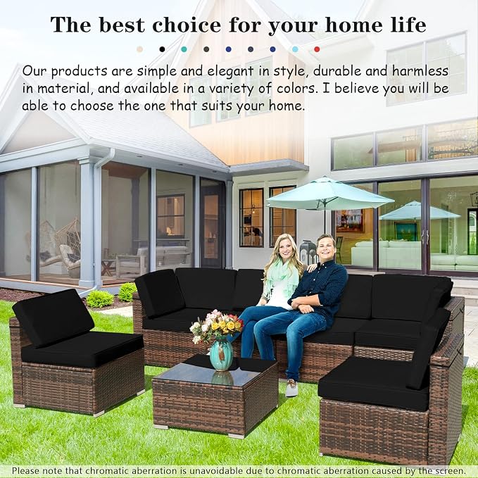 14 Piece Outdoor Patio Cushion Covers Replacement, Outdoor Cushion Slipcovers, Water-Resistant Patio Furniture Cushion Covers with Zipper… (Black) | Replacement, Cushion Slipcovers, Water-Resistant, With Zipper