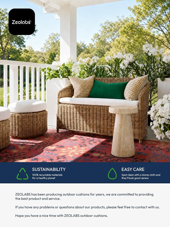 Indoor Outdoor Lumbar Pillows,Waterproof Outdoor Pillows Set of 4 for Patio Furniture,12×20 Inch, Green