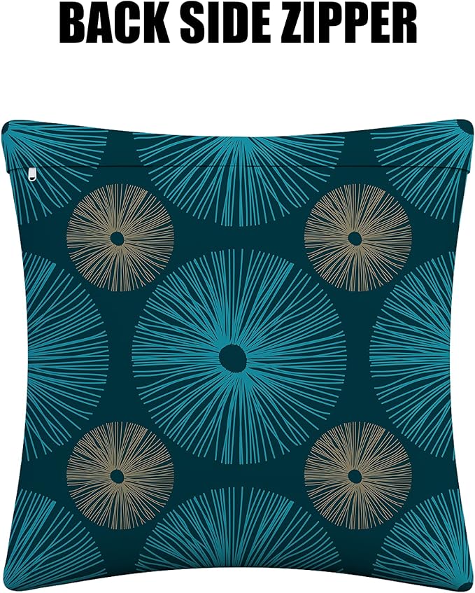 Covers & All Outdoor Square Throw Pillow Cover with Zipper - for Patio Furniture Sofa, Car, Bed UV Resistant Durable Polyester Cushion Case for Home Décor. (18" X 18", Design 03)