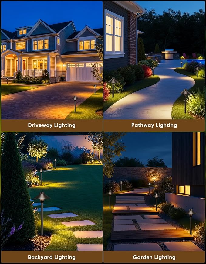 PARTPHONER Low Voltage Landscape Lighting 12-Pack, Aluminum 12V Pathway Lights with G4 Bulbs, Waterproof Stylish Matte Black Color Wired Path Lights with Connectors for Walkway Yard Garden