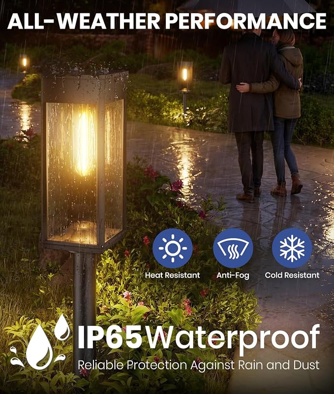 NEWMESSI Solar Pathway Lights Outdoor, 4 Pack Garden Lights IP65 Waterproof, Bright Solar Powered for Outside Yard Path Lawn Walkway Driveway Lighting Landscape Decor (Warm White)