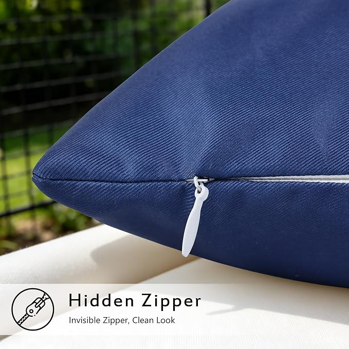 Waterproof Outdoor Pillow Covers 12x20 Inch Set of 2 | Welcome to Our Pool Navy Blue Outdoor Throw Pillow Covers, Summer Decorative Cushion Cases for Patio Garden Porch Sofa