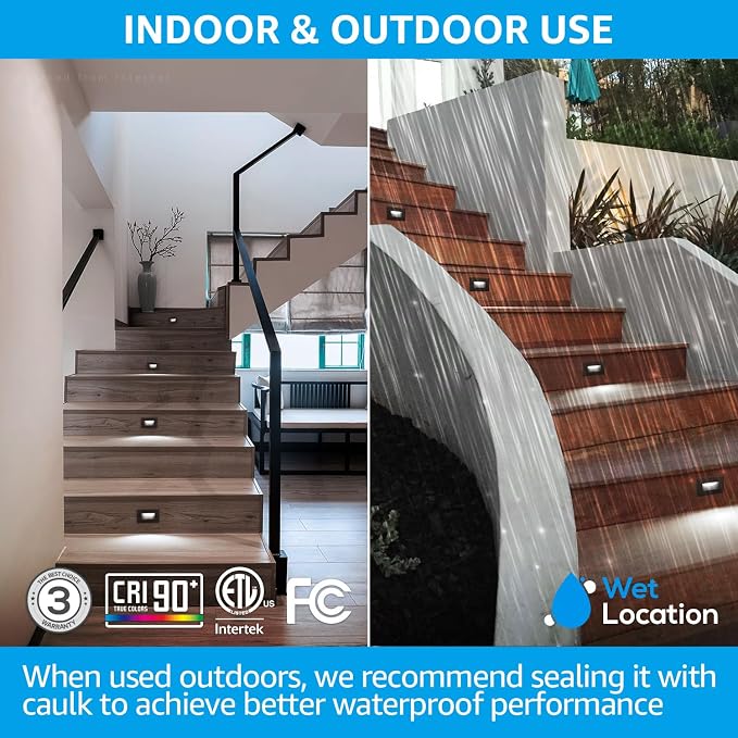 LEONLITE 12-Pack 5CCT 120V LED Step Lights, Horizontal, Oil Rubbed Bronze | 150LM, 5%-100% Dimmable, CRI90, ETL, Indoor Outdoor Stair Lights, Wet Location, 2700K/3000K/3500K/4000K/5000K, Aluminum