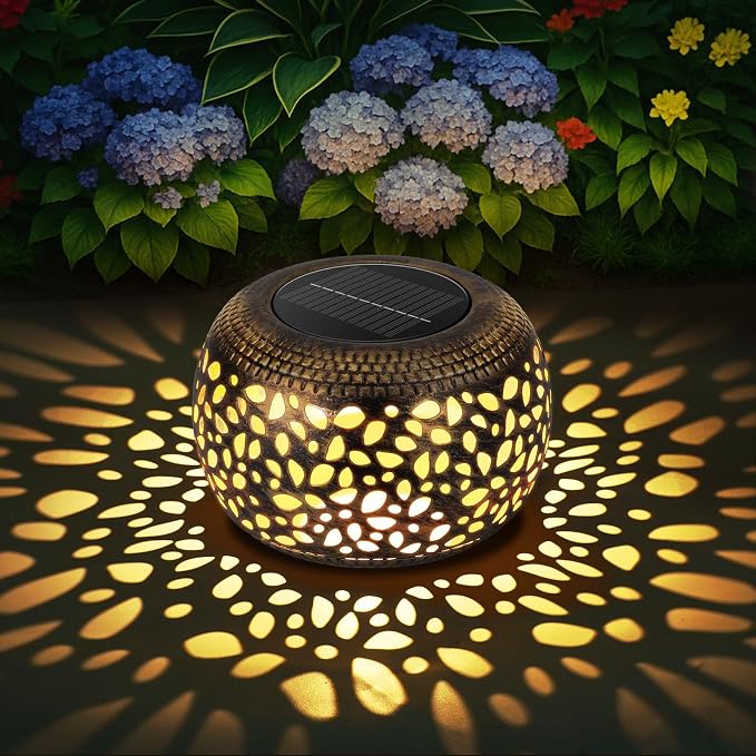 Solar Lantern Outdoor Patio Decor: Solar Lanterns Outdoor Waterproof Hollow Out Retro Metal Solar Powered, Outside Yard Porch Garden Balcony Desk Bedroom Indoor Tabletop Decorations 2 Lighting Colors