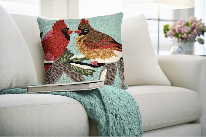 Liora Manne Frontporch Indoor/Outdoor Pillow, 18" Square, Cardinals