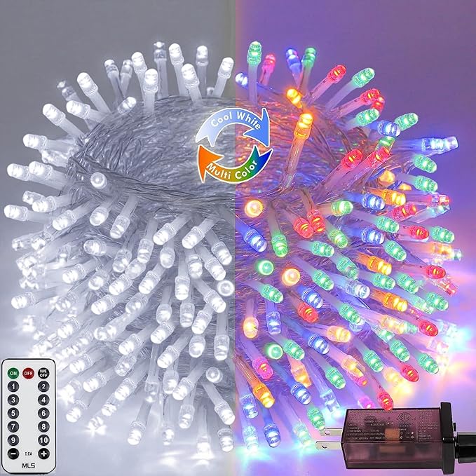 100 LED Connectable String Lights, 33FT Christmas Lights Outdoor Indoor | Multicolor, 13 Modes, Timer, Clear Wire Waterproof Twinkle Fairy Lights Plug in for Bedroom Classroom Patio Xmas Tree Decor
