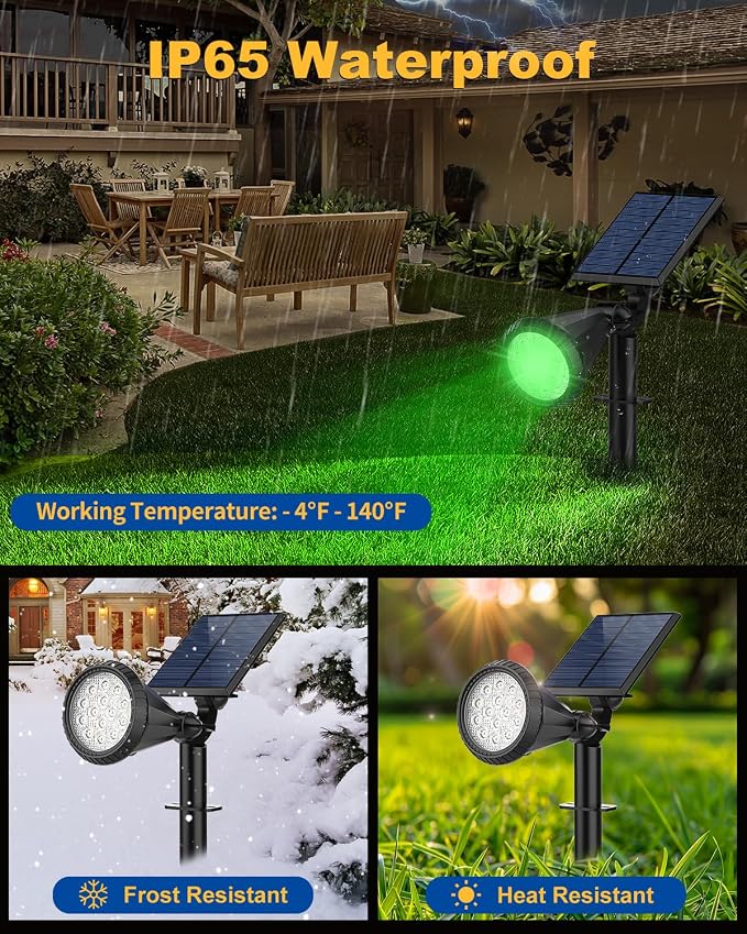 Solar Spot Lights Outdoor Color Changing, 7 Modes/14 LED Outdoor Solar Lights for Yard, Waterproof RGB Multicolor Solar Landscape Spotlights Auto On/Off for Flood, Yard, Tree, Pathway, 10 Pack