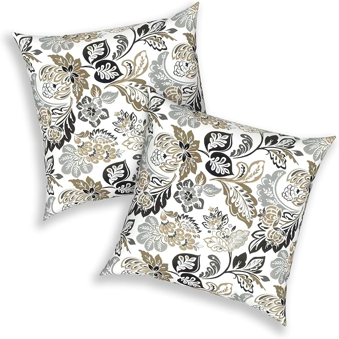 Outdoor 20x20 Inch Throw Pillows with Inners, Square Pillows Decorative Set of 2 for Home Garden Furniture, Dailey Tan