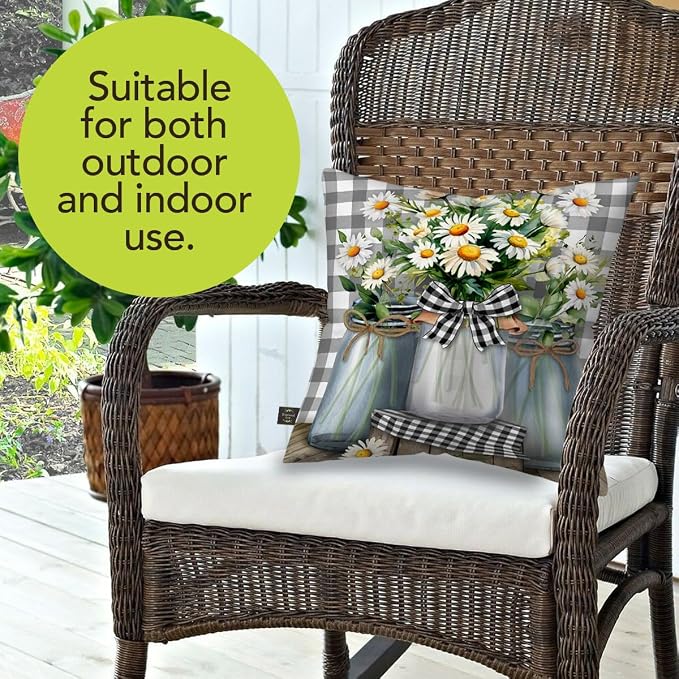 Briarwood Lane Spring Indoor/Outdoor Pillow 17x17 Farmhouse Jars for Spring Pillow
