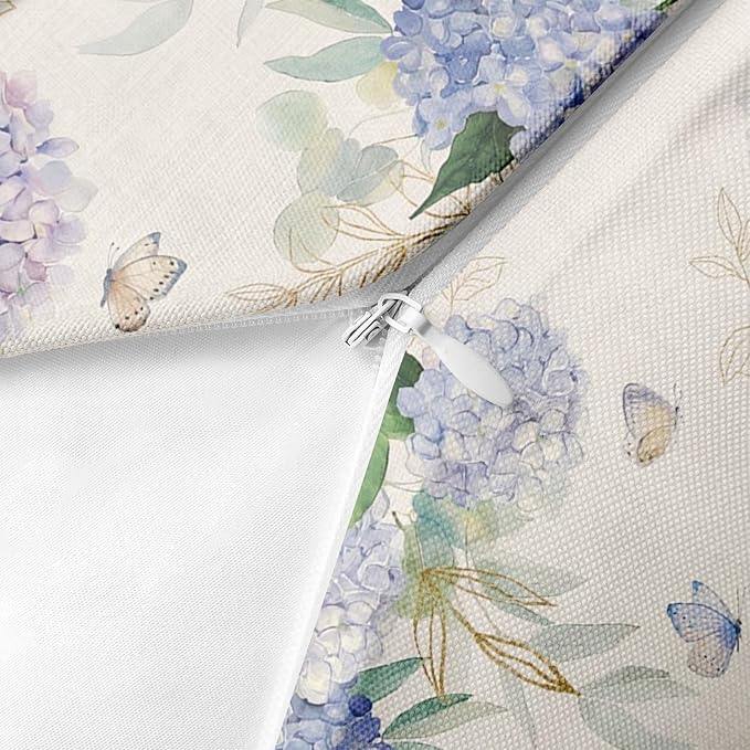 Throw Pillow Covers, Hydrangea, Waterproof, Set of 2, 18 x 18 Inch | Butterfly Outdoor Cottagecore Pillowcase Square Cushion Case Farmhouse Garden Decorative Pillows for Couch Beach Patio