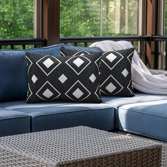 Juexica 2 Pack Chaise Lounge Pillow with Strap Outdoor Waterproof Beach Chair Neck Headrest Pillow Adjustable Elastic Band for Hammock Lumbar Recliner Pillows for Patio Pool Chair(White and Black)