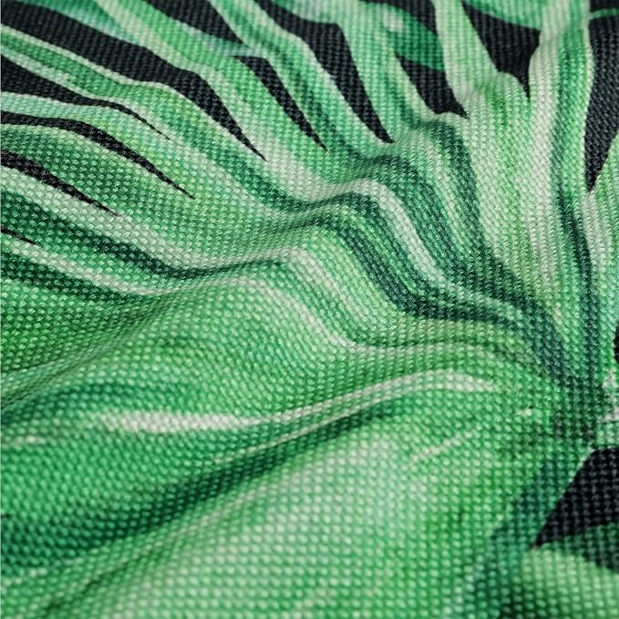 Bonhause Tropical Green Leaves Pillow Covers 18x18 Palm Leaf Decorative Pillow Cases Polyester Linen Summer Cushion Covers for Sofa Couch Home Decor Set of 4