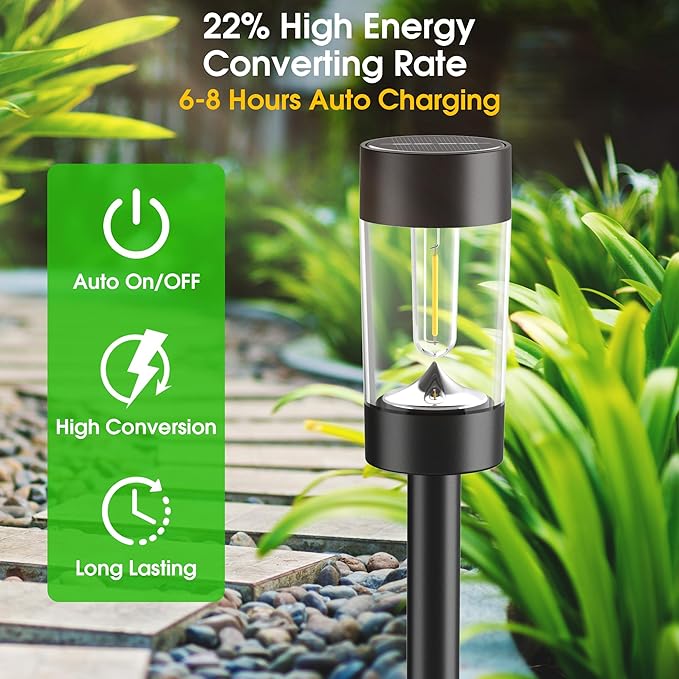 Eyrosa Solar Lights Outdoor, 12 Pack Waterproof Solar Landscape Lighting for Pathway Garden Yard Path Walkway Driveway Lawn Patio Outside Decor, Warm White | Solar Landscape Lighting for Pathway Garden Yard Path Walkway Driveway Lawn Outside Décor