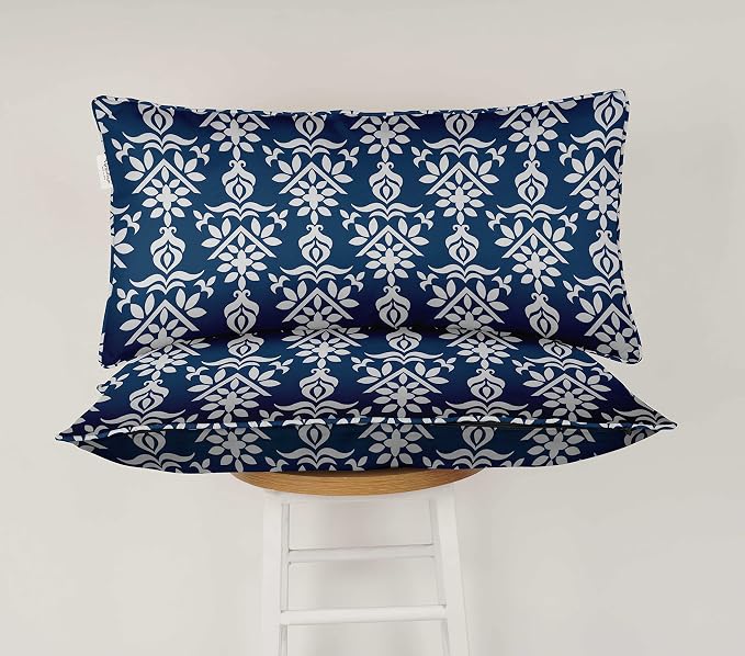 Indoor/Outdoor Polyester Fabric Lumbar Pillow Cover, All-Weather Waterproof Rectangular Cushion Case for Patio Furniture, 12 x 18 Set of 2 - Block-55