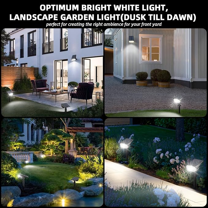 LEREKAM Solar Spot Lights Outdoor,40 LEDs Solar Outdoor Waterproof Landscape Lights with 3 Light Modes, Solar Powered Garden Yard Wall Lights Auto On,Off for Patio 8 Pack