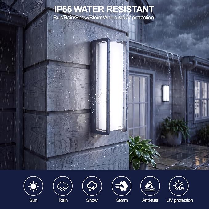 50W LED Outdoor Wall Light | 4000LM Bright,6000K Outdoor Wall Sconces, IP65 Waterproof Aluminum Acrylic Shade Black for House Front Porch Garage Garden