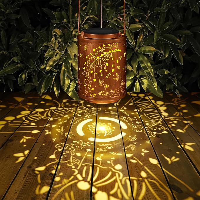 Cat Solar Lanterns Metal Hanging Garden Decor Birthday Gifts for Women | Solar Lights Waterproof Outdoor Decoration for Outside LED Lanterns for Yard Patio Lawn Gifts for Mon Grandma
