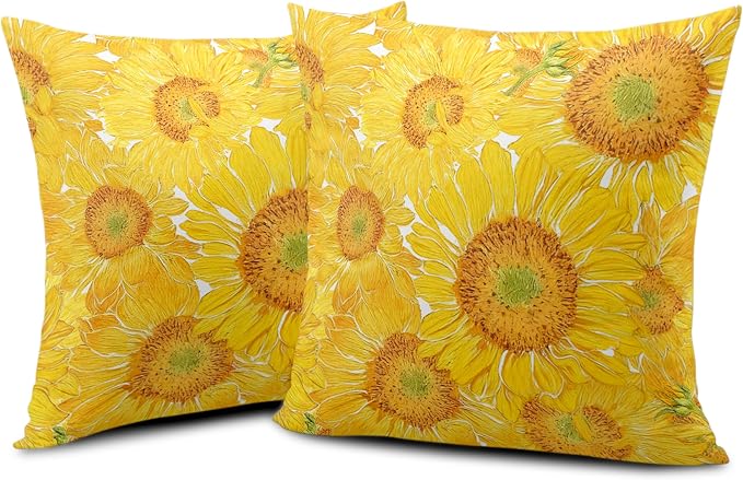 Sunflower Pillow Covers Floral Throw Pillow Covers 24x24 Yellow Pillow Case Flowers Double Sided Printing Cushion Case for Living Room Couch Sofa Set of 2