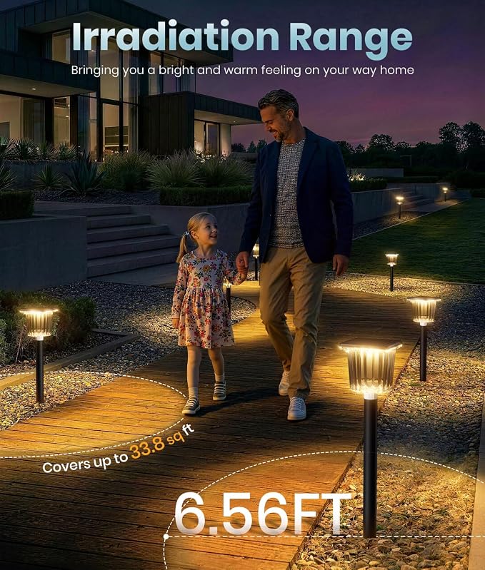 Super Bright Solar Outdoor Lights for Pathway Powered 2 Pack,Adjustable Warm&Cool White,Waterproof IP65 Solar Garden Decor Landscape Lighting Outside for Front Yard/Patio/Walkway/Driveway/Lawn Light