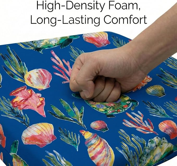 Outdoor Dining Chair Cushions 20x20x2.5 Inch 2 Pack, Water repallent Square Patio Seat Cushions, UV Resistant Fade Proof Outdoor Chair Pads for Garden Deck Porch Dining Furniture,Blue Floral