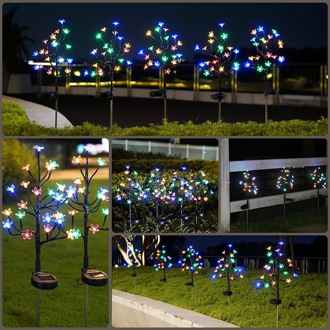 6 Pack Solar Garden Lights Outdoor, Solar Lights Outdoor Flowers | 2Modes 120LED Garden Decor, Waterproof Solar Powered Fairy Garden Outdoor Decorations for Yard Patio Pathway, Gardening Gifts