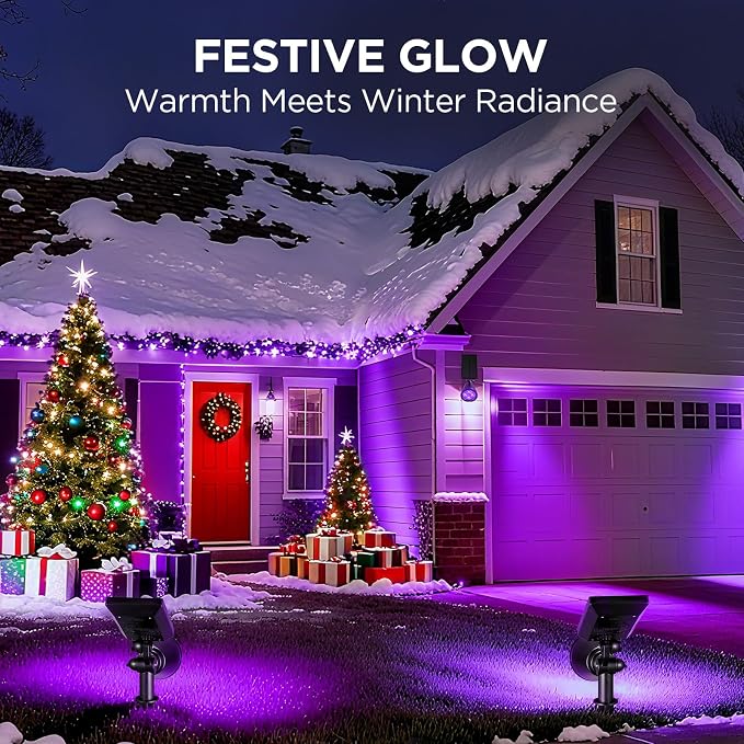 InnoGear Solar Lights Outdoor Waterproof Halloween Christmas Solar Garden Light for Outside Yard Landscape Lighting Pathway Spot Lights Spotlight Wall Light Auto On/Off, 2 Pack (Violet Purple Light)