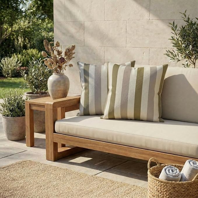 RSH DECOR Square Throw Pillows Set of 2, 20" x 20", Outdoor Pillows Waterproof, Outdoor Pillow Covers, Pillow Covers for Couch, Portico Sparrow, Made in USA