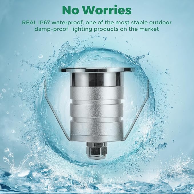 Outdoor Recessed LED Lights, 3 Watt Soffit & Deck Riser Lighting Flush Mount, 12V-24V Low Voltage Landscape In Ground Well Light, IP67 Waterproof, 5000K Daylight White, 6 Pack