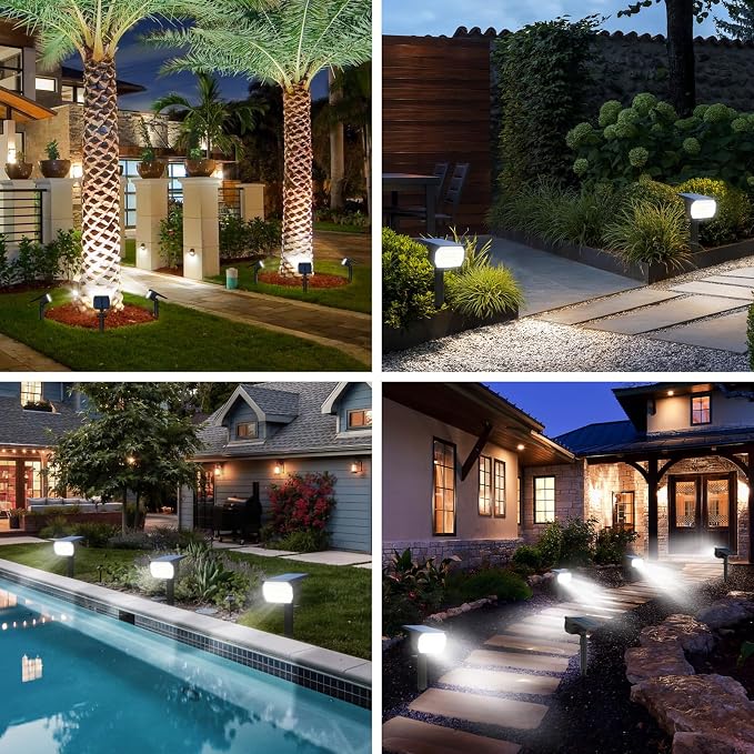 nipify Solar Lights Outdoor Waterproof, Motion Sensor Spot Lights- 4 Pack/56 LED/3 Modes Solar Powered Spotlights 2-in-1 Auto On/Off Landscape Lighting for Outside Yard Wall Garden, Cool White | 4 Pack/3 Modes/56 LED, Cool White, Solar Powered, Lightin...