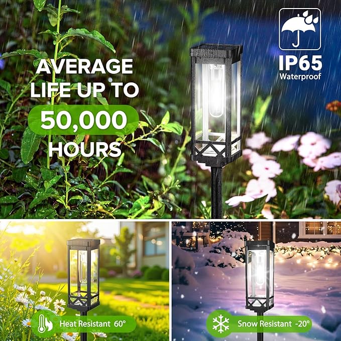 KOOPER Taller Solar Pathway Lights Outdoor, 2 Pack Upgraded Brighter Solar Garden Lights Solar Powered, Up to 15 Hours Outdoor Solar Lights for Yard Landscape Path Walkway Driveway （Cool White）