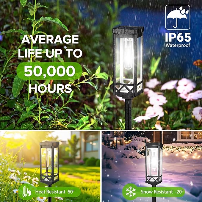 KOOPER Taller Solar Pathway Lights Outdoor, 8 Pack Upgraded Brighter Solar Garden Lights Solar Powered, Up to 15 Hours Outdoor Solar Lights for Yard Landscape Walkway Driveway Sidewalk (Warm White)