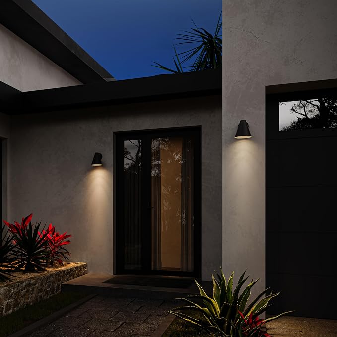 Progress Lighting Mik 14 Inch 1-Light Outdoor Wall Light, Modern Industrial Exterior Light, Matte Black Tapered Cone (14 in. H x 8 in. W x 9 in. Dia), P560408-31M