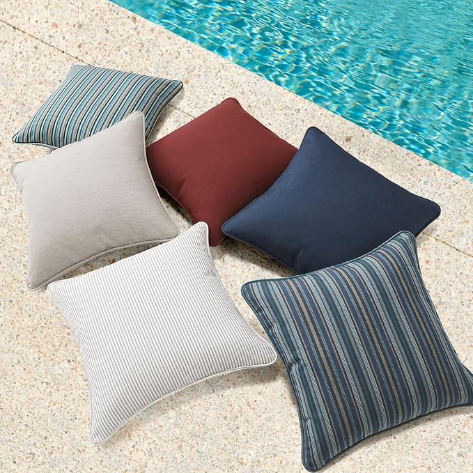 Unimatta Sunbrella Decorative Outdoor Water Repellent Throw Pillows with Inserts, Set of 4, 18" x18" Pillows for Patio, Backyard, Bed, Couch, and Patio Furniture, Spectrum Brick