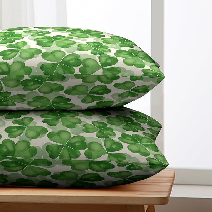 Saint Patricks Day Lumbar Pillow Covers 12x20 Green Clover Pillow Case Set of 2 Lucky Charm Throw Pillow Covers St Patricks Cotton Blend Cushion Case for Living Room Sofa Couch