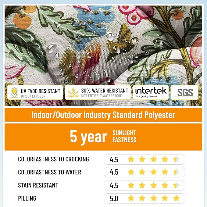 Tufted High Back Adirondack Chair Cushion 45"x21"x4",Floral | Patterned outdoor cushion with ties; premium padded design fits garden rocking chairs, multiple color options available